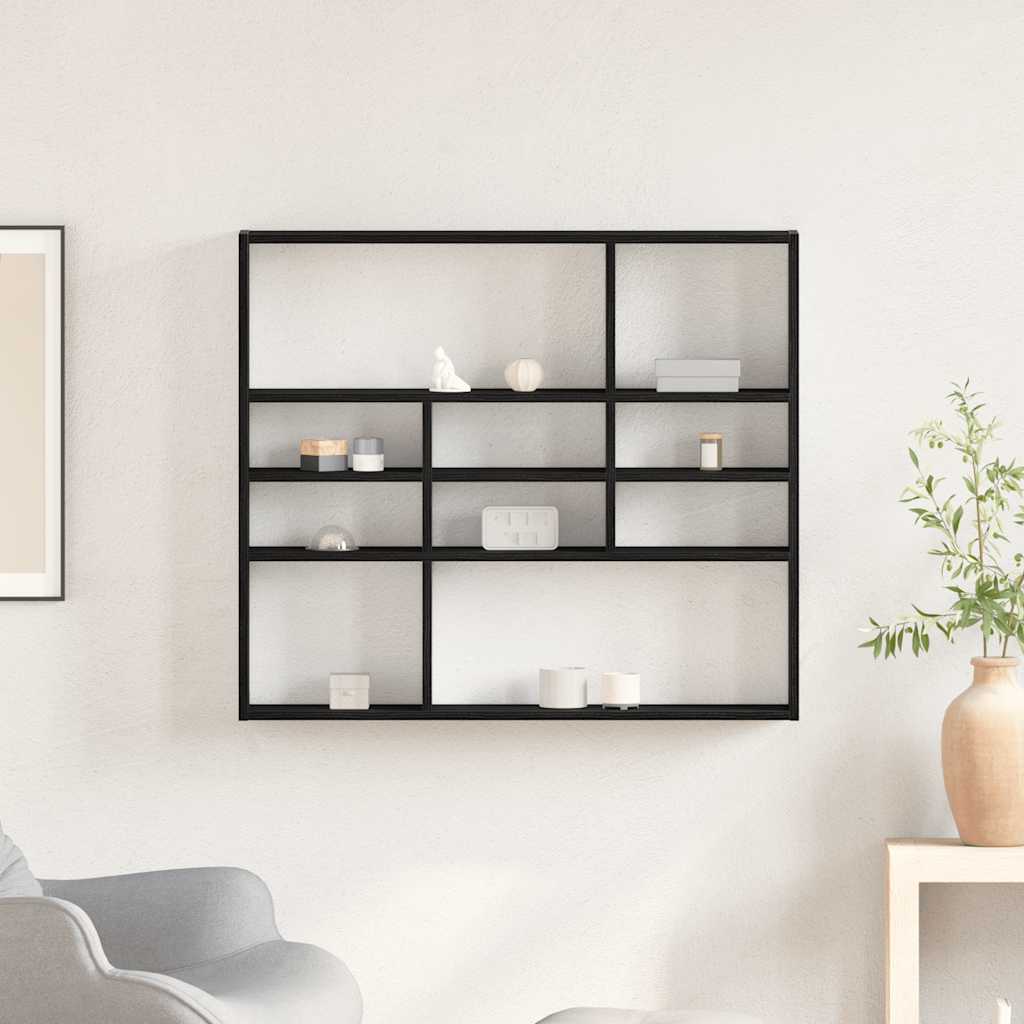 Scaffale a Parete Rovere Nero 90x16x78 cm Legno Multistrato | homemem39