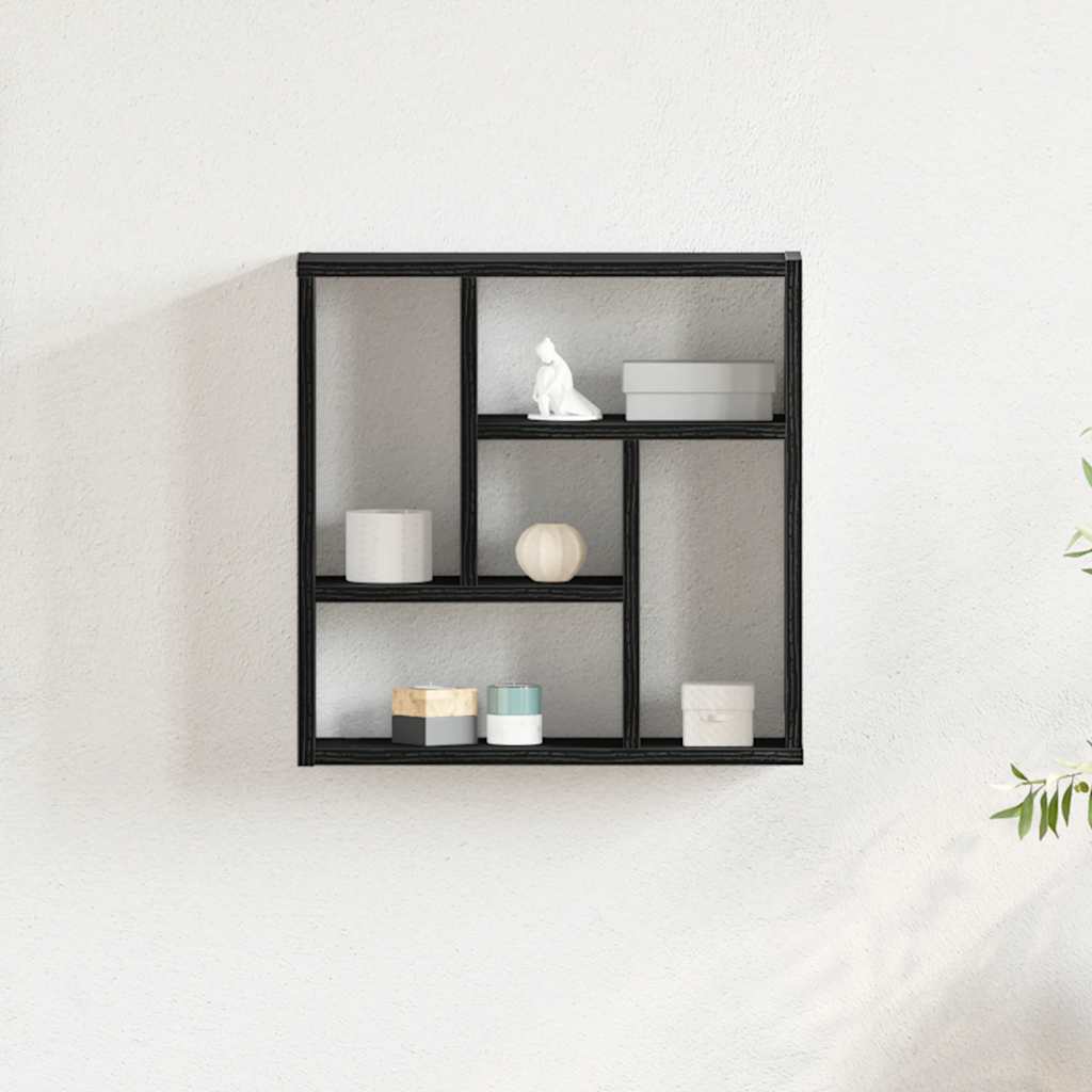 Scaffale a Parete Rovere Nero 45x16x45 cm in Truciolato | homemem39