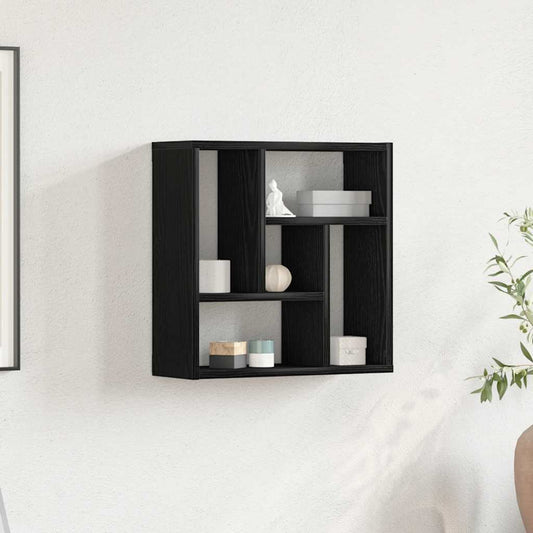 Scaffale a Parete Rovere Nero 45x16x45 cm in Truciolato | homemem39