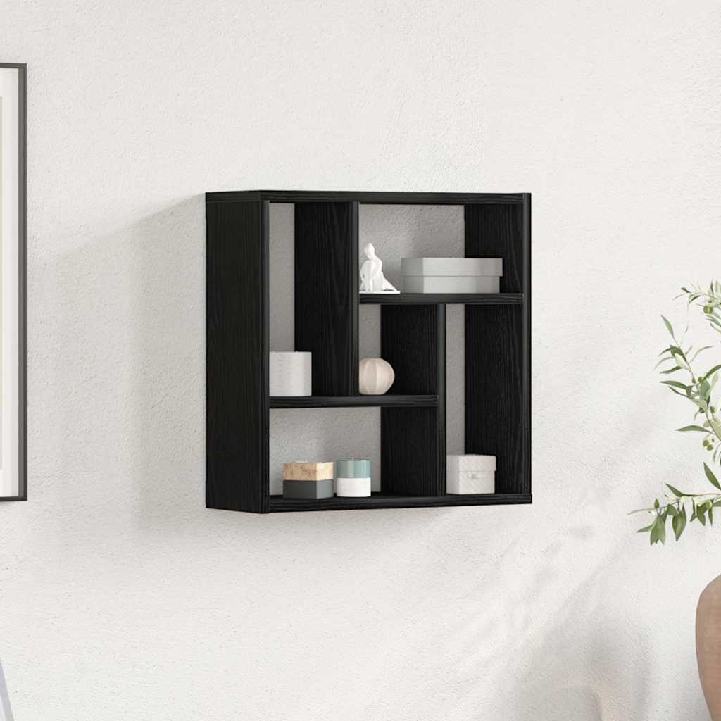 Scaffale a Parete Rovere Nero 45x16x45 cm in Truciolato