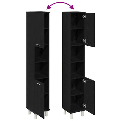 Mobiletto da bagno con porta Rovere Nero 30 x 30 x 179 cm