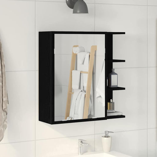 Mobiletto per specchio da bagno Rovere Nero 62,5 x 20,5 x 64 cm
