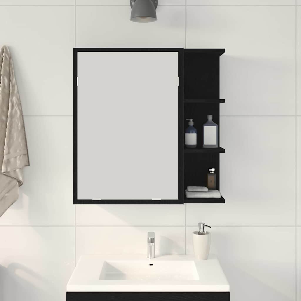 Mobiletto per specchio da bagno Rovere Nero 62,5 x 20,5 x 64 cm