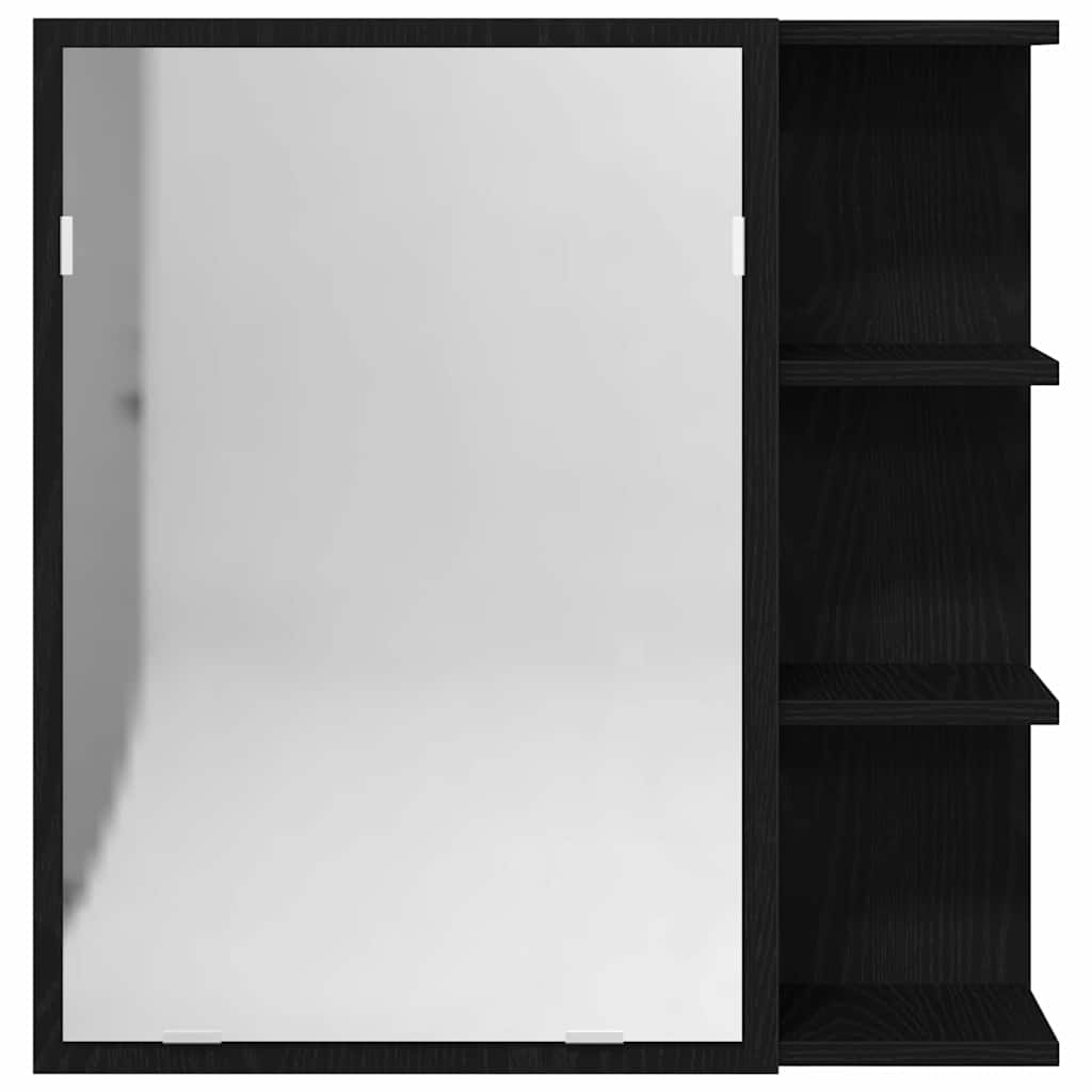 Mobiletto per specchio da bagno Rovere Nero 62,5 x 20,5 x 64 cm