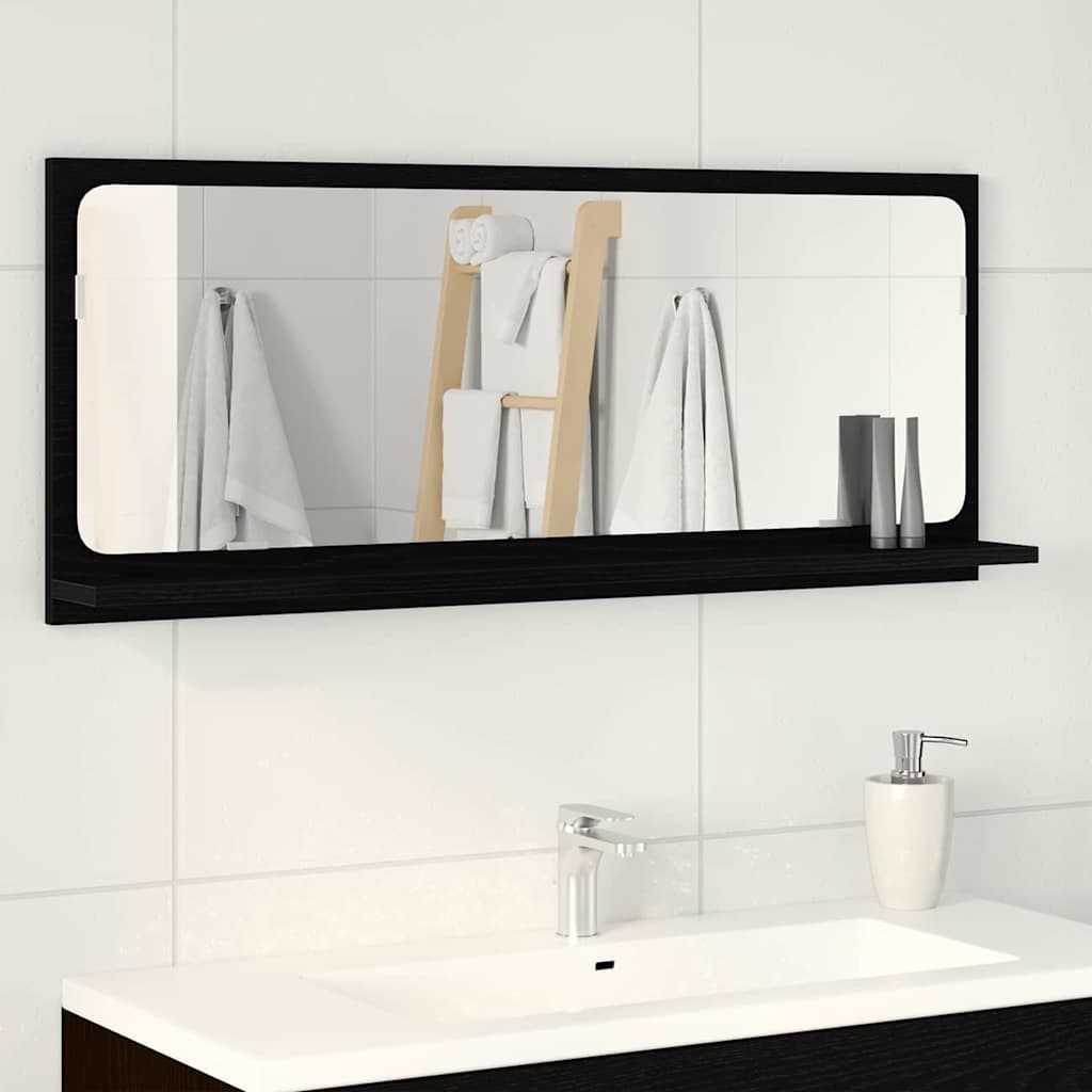 Mensola Specchio Rovere Nero 90 x 10,5 x 37 cm | homemem39