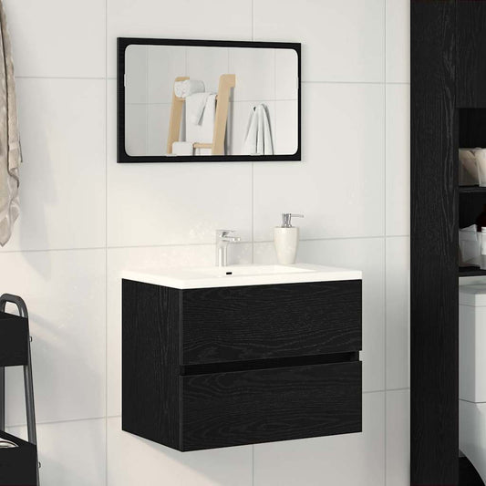 Mobile Lavabo Rovere Nero 60x38,5x45 cm in Legno Multistrato