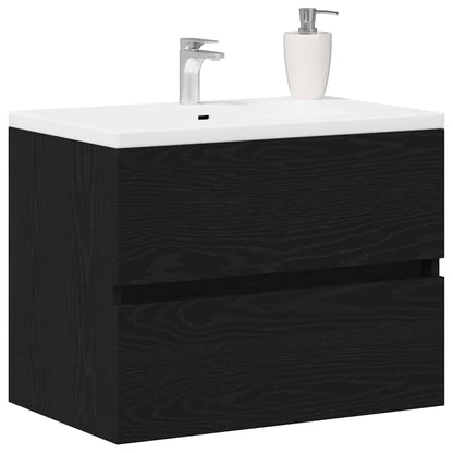 Mobile Lavabo Rovere Nero 60x38,5x45 cm in Legno Multistrato