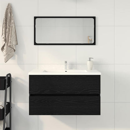 Mobile Lavabo Rovere Nero 80x38,5x45 cm in Legno Multistrato | homemem39