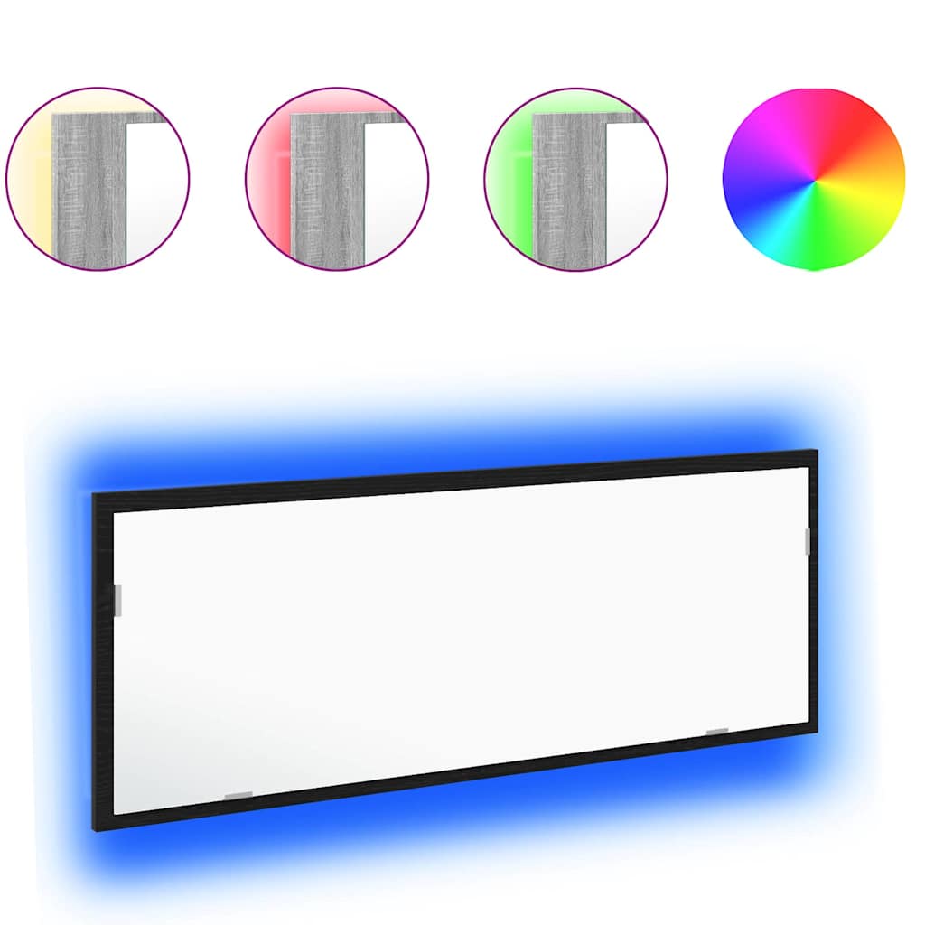 Specchio da bagno LED Rovere Nero 100 x 8,5 x 37 cm Vetro | homemem39