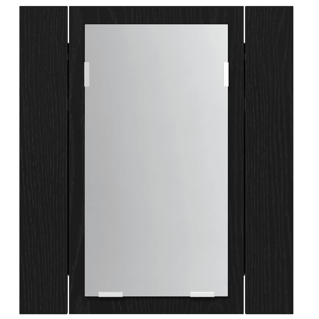 Mobiletto con specchio a LED per bagno Rovere Nero 40x12x45 cm in Legno Multistrato | homemem39