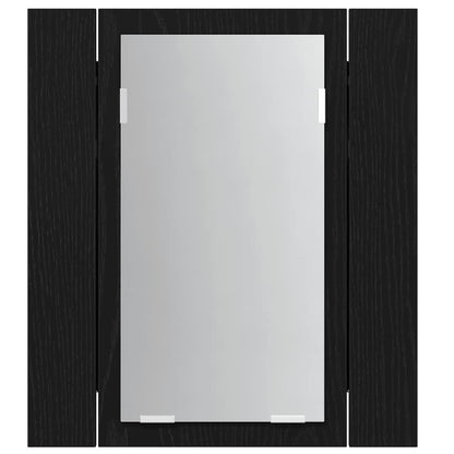 Mobiletto con specchio a LED per bagno Rovere Nero 40x12x45 cm in Legno Multistrato | homemem39