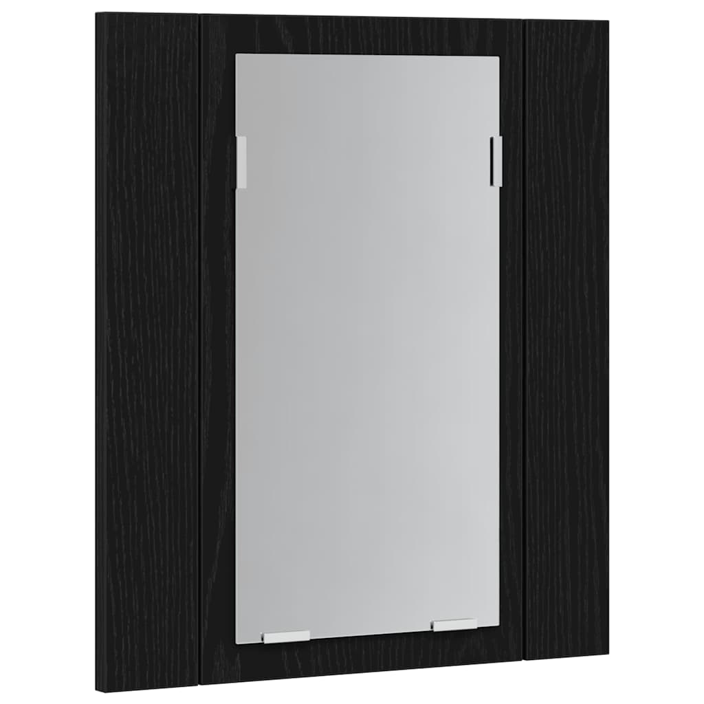 Mobiletto con specchio a LED per bagno Rovere Nero 40x12x45 cm in Legno Multistrato | homemem39