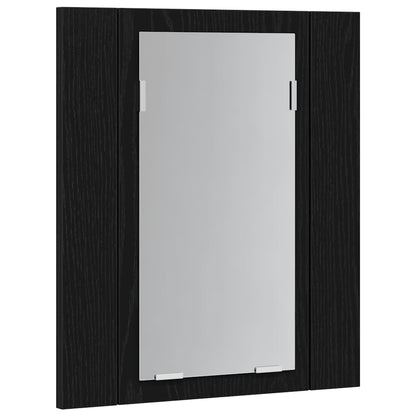 Mobiletto con specchio a LED per bagno Rovere Nero 40x12x45 cm in Legno Multistrato | homemem39