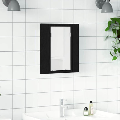 Mobiletto con specchio a LED per bagno Rovere Nero 40x12x45 cm in Legno Multistrato | homemem39