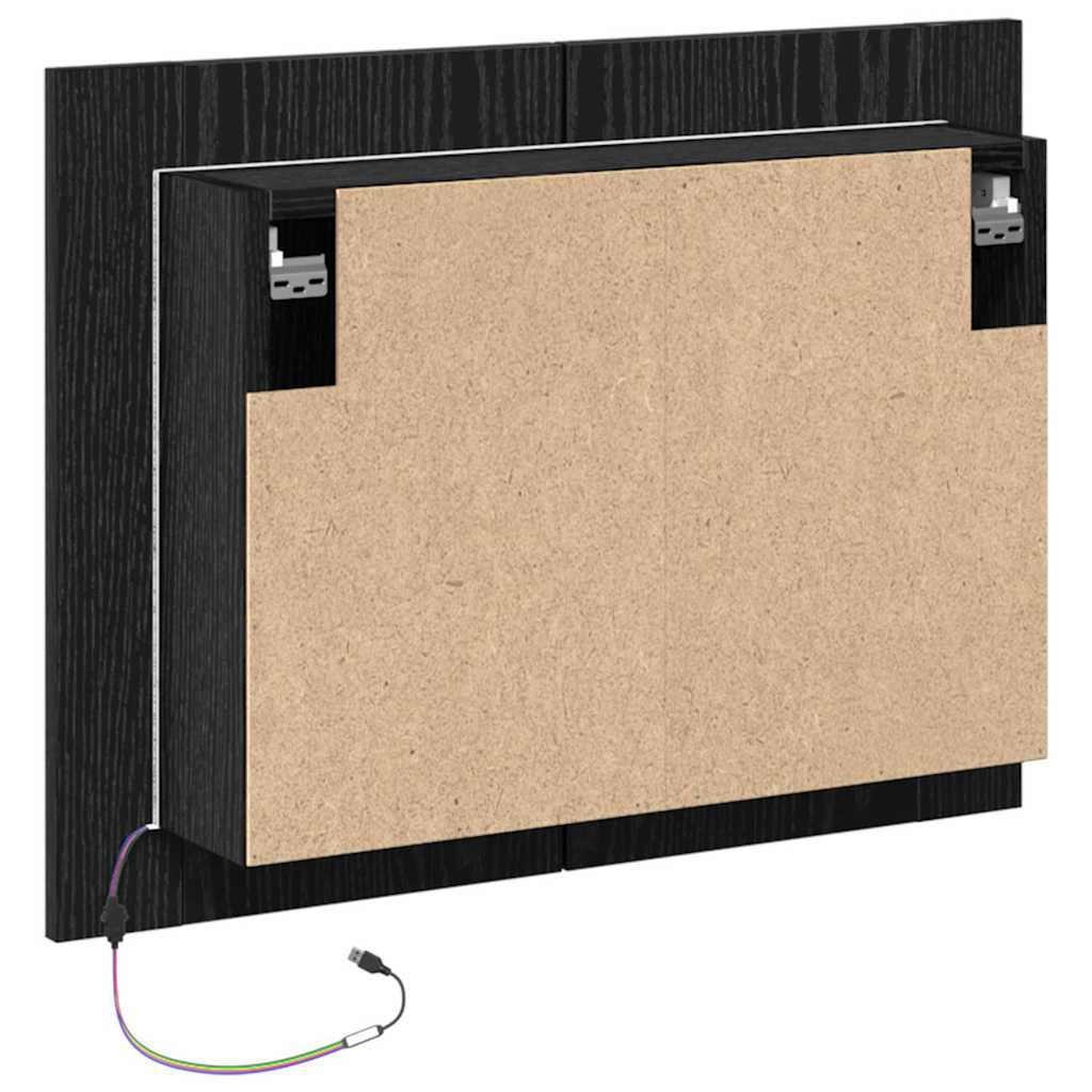 Mobiletto per specchio da bagno Rovere Nero 60 x 12 x 45 cm | homemem39
