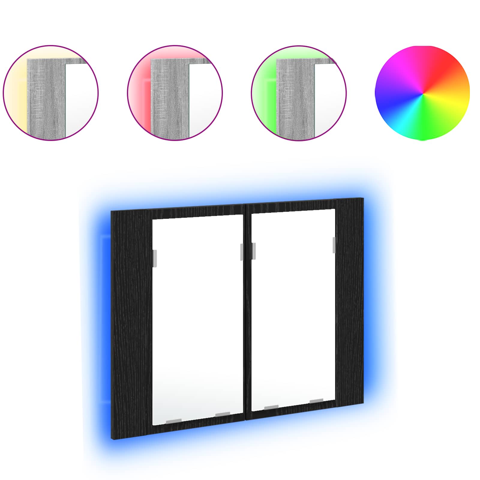 Mobiletto per specchio da bagno Rovere Nero 60 x 12 x 45 cm | homemem39