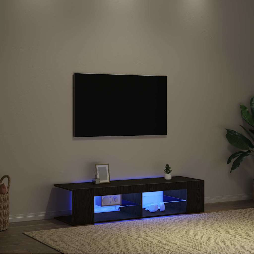 Mobile TV Rovere Nero 135 x 39 x 30 cm Legno multistrato