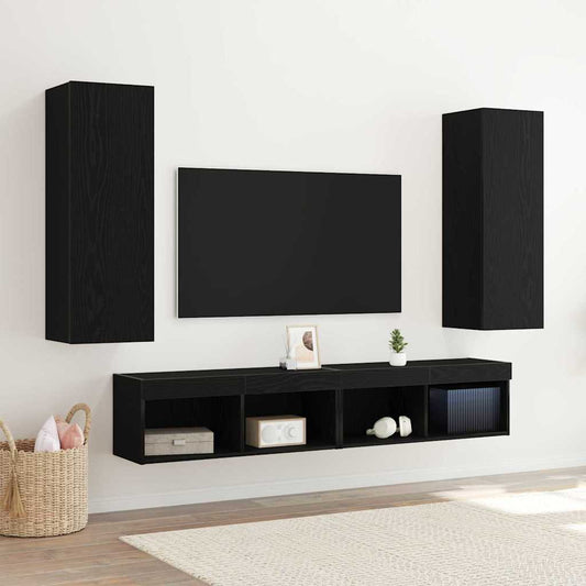 Mobile TV da Muro 2 pcs Rovere nero 30.5 x 30 x 90 cm