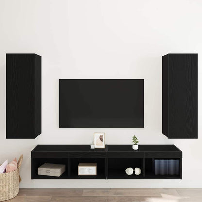 Mobile TV da Muro 2 pcs Rovere nero 30.5 x 30 x 90 cm