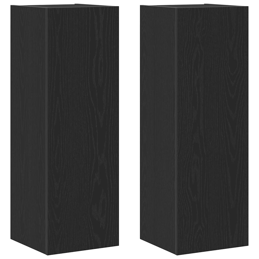 Mobile TV da Muro 2 pcs Rovere nero 30.5 x 30 x 90 cm