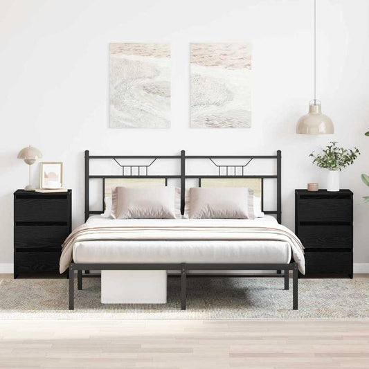 Armadio da Notte 2 pcs Rovere nero 40 x 35 x 62.5 cm