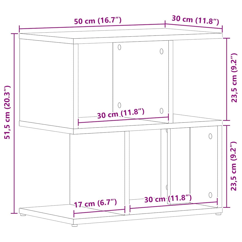 Armadio da Notte Rovere Nero 50 x 30 x 51,5 cm | homemem39