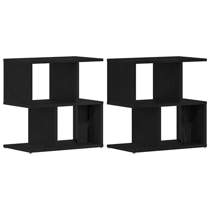 Armadio da Notte 2 pcs Rovere Nero 50 x 30 x 51,5 cm | homemem39