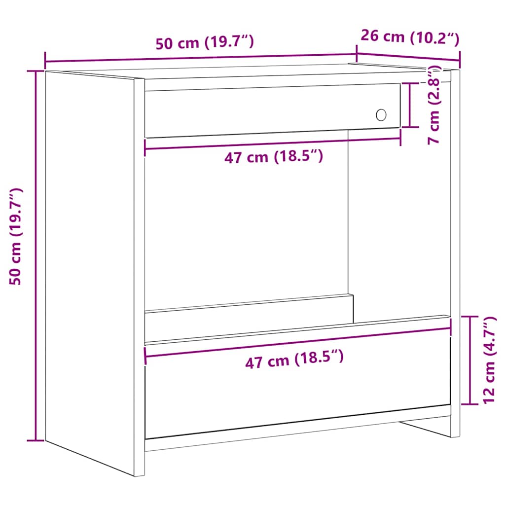 Tavolo laterale Rovere Nero 50 x 26 x 50 cm Legno multistrato | homemem39