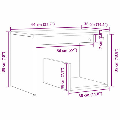 Tavolo laterale Rovere nero 59 x 36 x 38 cm Legno multistrato