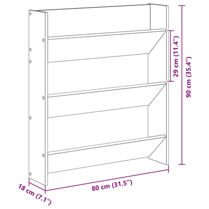 Armadio per scarpe da muro 2 pcs Rovere nero 80 x 18 x 90 cm