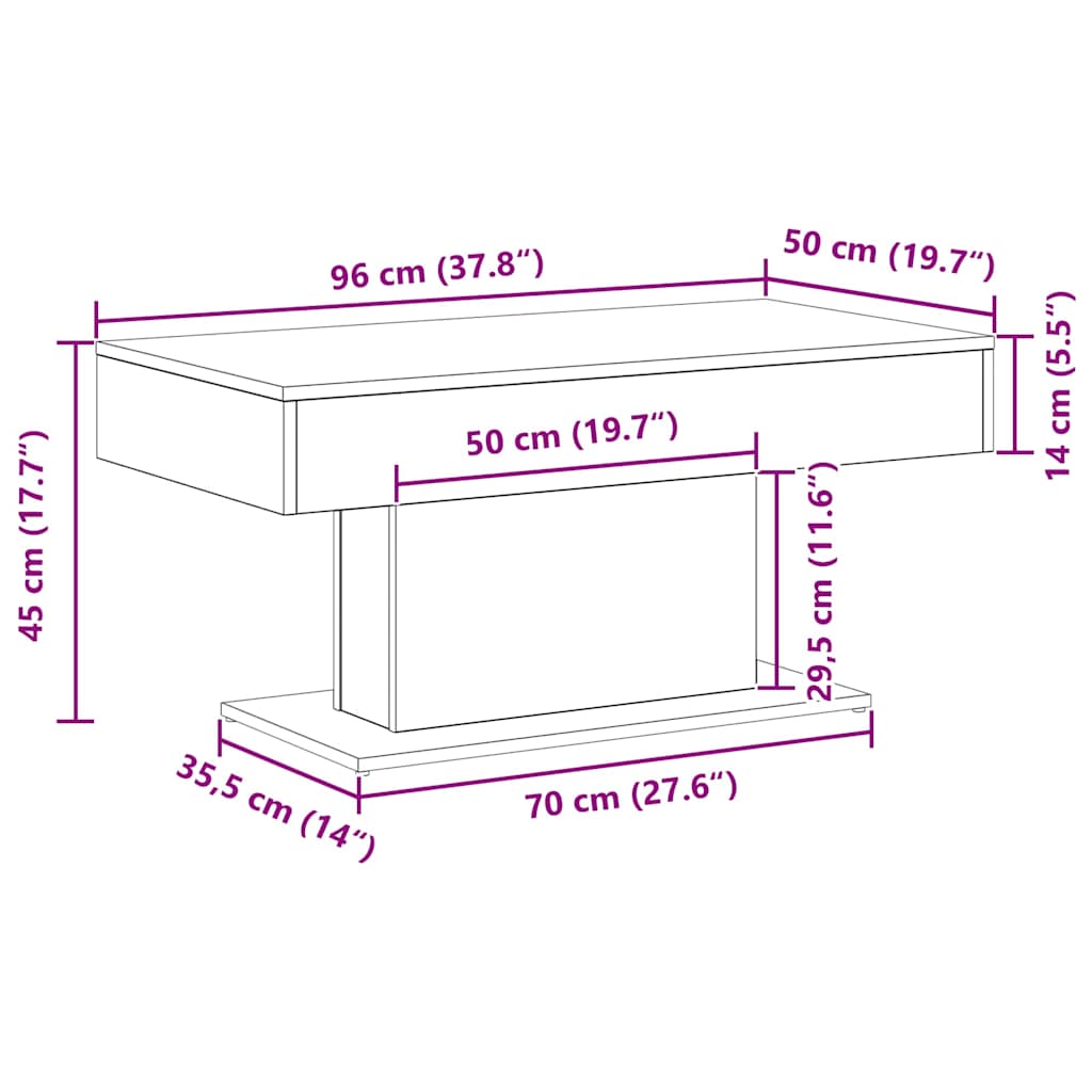 Tavolino da salotto Rovere nero 96 x 50 x 45 cm