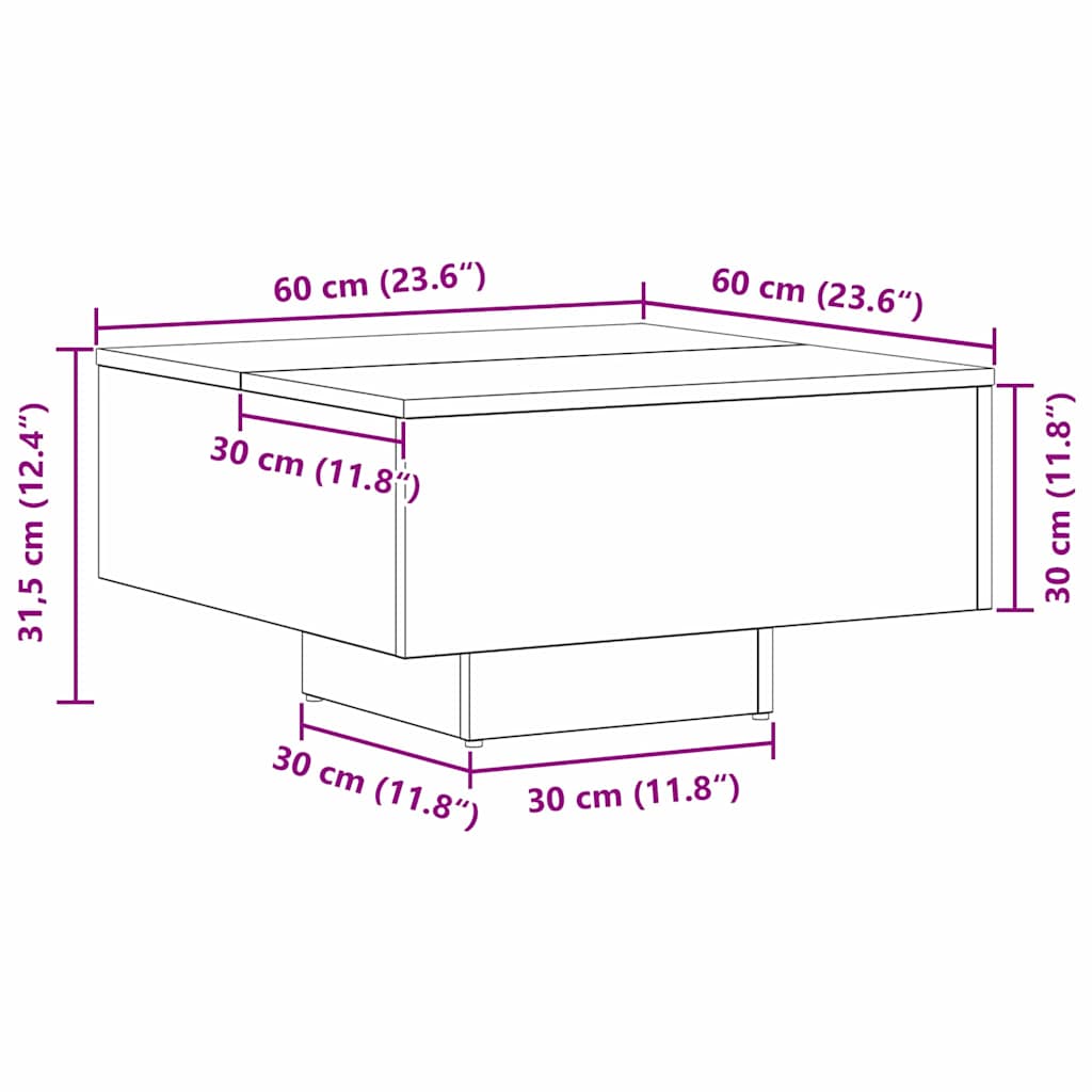 Tavolino da salotto Rovere Nero 60 x 60 x 31,5 cm | homemem39
