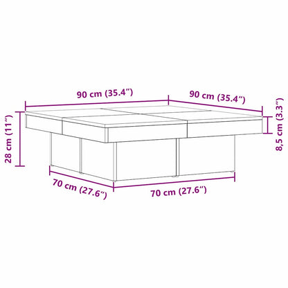 Tavolino da salotto Rovere Nero 90 x 90 x 28 cm | homemem39