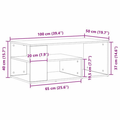 Tavolino da salotto Rovere nero 100 x 50 x 40 cm