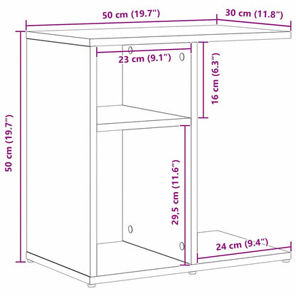 Tavolo laterale Rovere nero 50 x 30 x 50 cm Legno multistrato