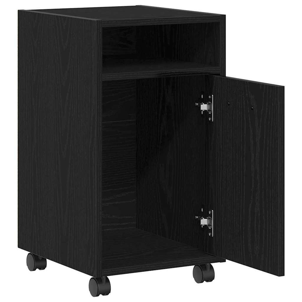 Armadio Laterale Su Ruote con ruota Rovere Nero 33 x 38 x 60 cm | homemem39