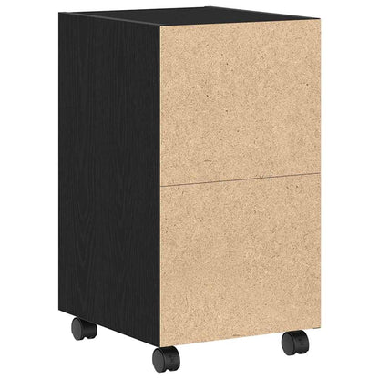 Armadio Laterale Su Ruote con ruota Rovere Nero 33 x 38 x 60 cm | homemem39