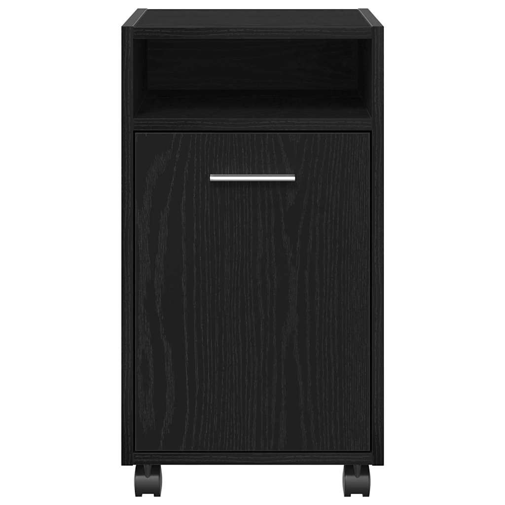 Armadio Laterale Su Ruote con ruota Rovere Nero 33 x 38 x 60 cm | homemem39