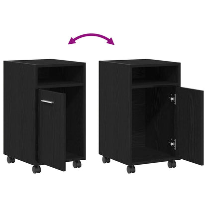 Armadio Laterale Su Ruote con ruota Rovere Nero 33 x 38 x 60 cm | homemem39