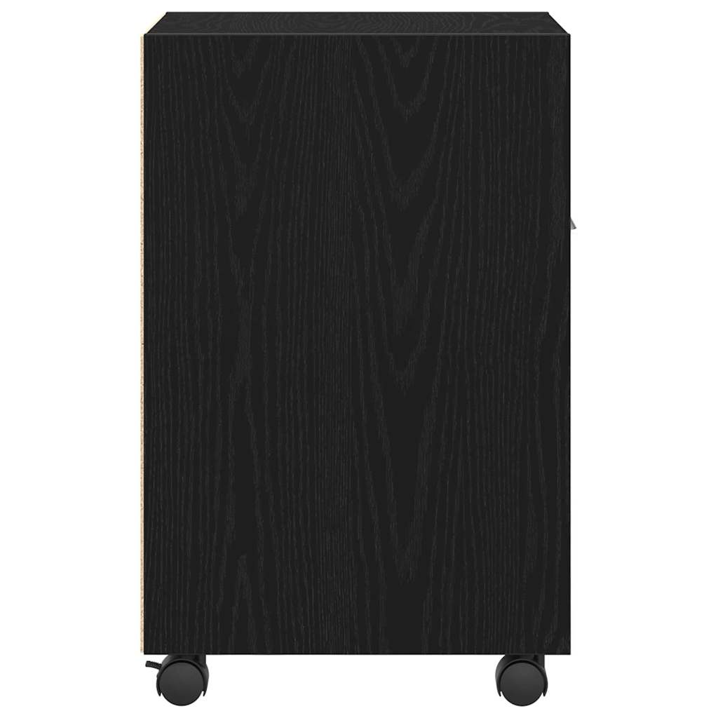 Armadio Laterale Su Ruote con ruota Rovere Nero 33 x 38 x 60 cm | homemem39