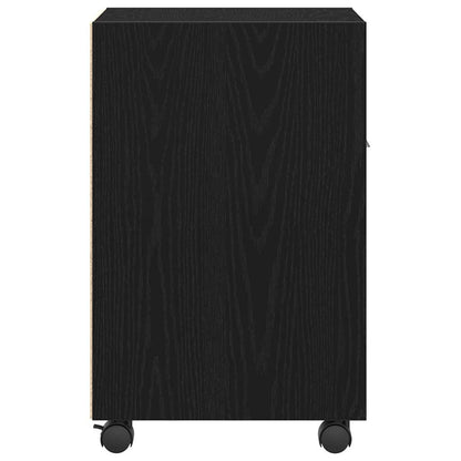 Armadio Laterale Su Ruote con ruota Rovere Nero 33 x 38 x 60 cm | homemem39