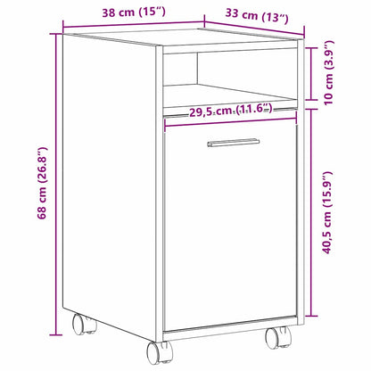 Armadio Laterale Su Ruote con ruota Rovere Nero 33 x 38 x 60 cm | homemem39