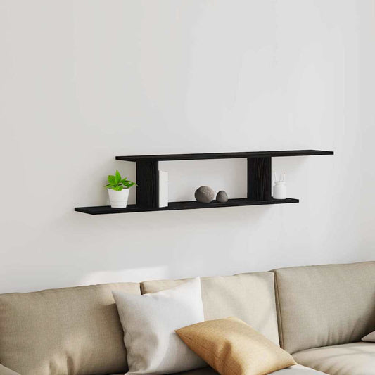 Mensola per TV da fissare a muro Rovere Nero 125 x 18 x 23 cm