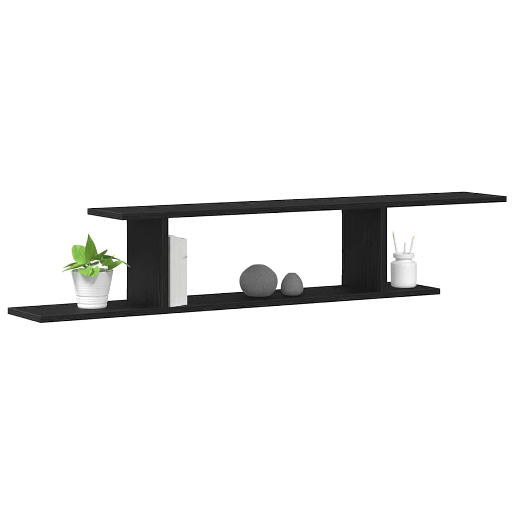 Mensola per TV da fissare a muro Rovere Nero 125 x 18 x 23 cm