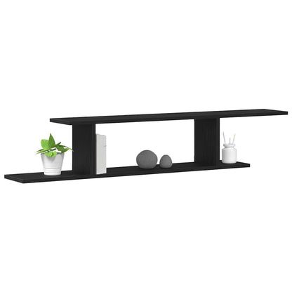 Mensola per TV da fissare a muro Rovere Nero 125 x 18 x 23 cm