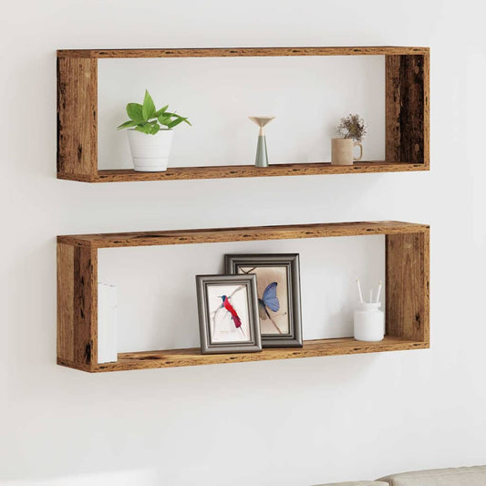 Scaffali da parete 2 pcs Legno vecchio 80 x 15 x 26 cm