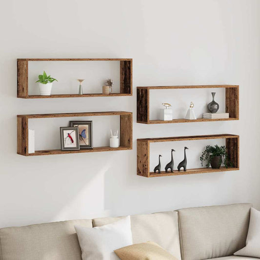 Scaffali da parete 4 pcs Legno vecchio 80 x 15 x 26 cm