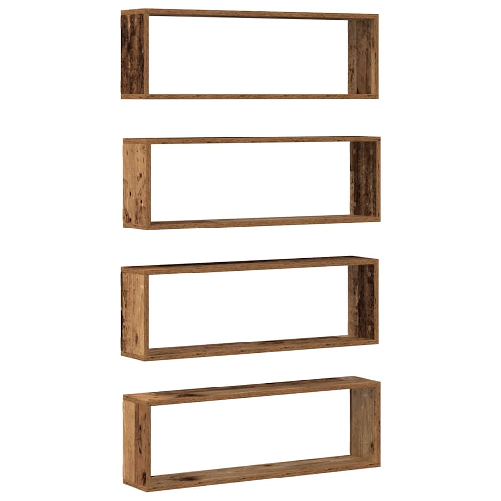 Mensola da Parete 4 pcs Legno Antico 80 x 15 x 26 cm