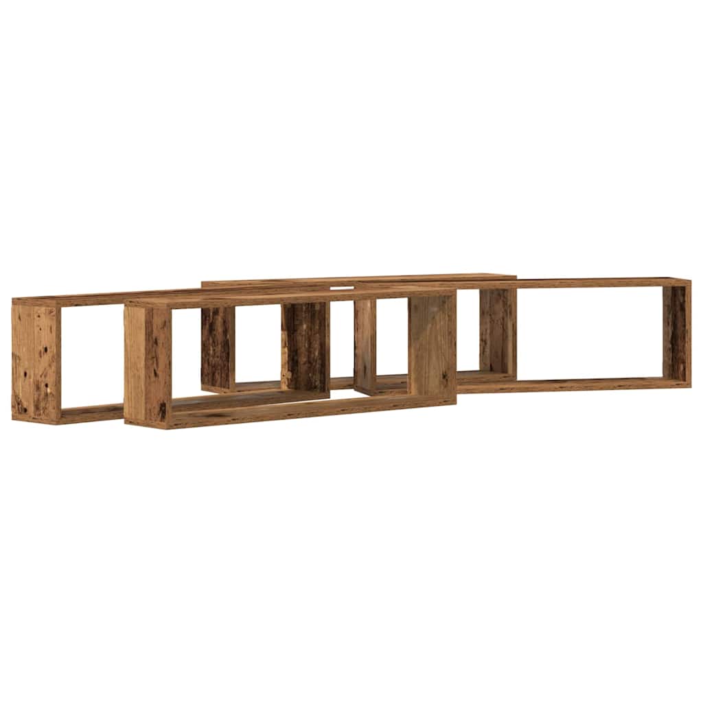 Mensola da Parete 4 pcs Legno Antico 80 x 15 x 26 cm