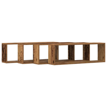 Mensola da Parete 4 pcs Legno Antico 80 x 15 x 26 cm